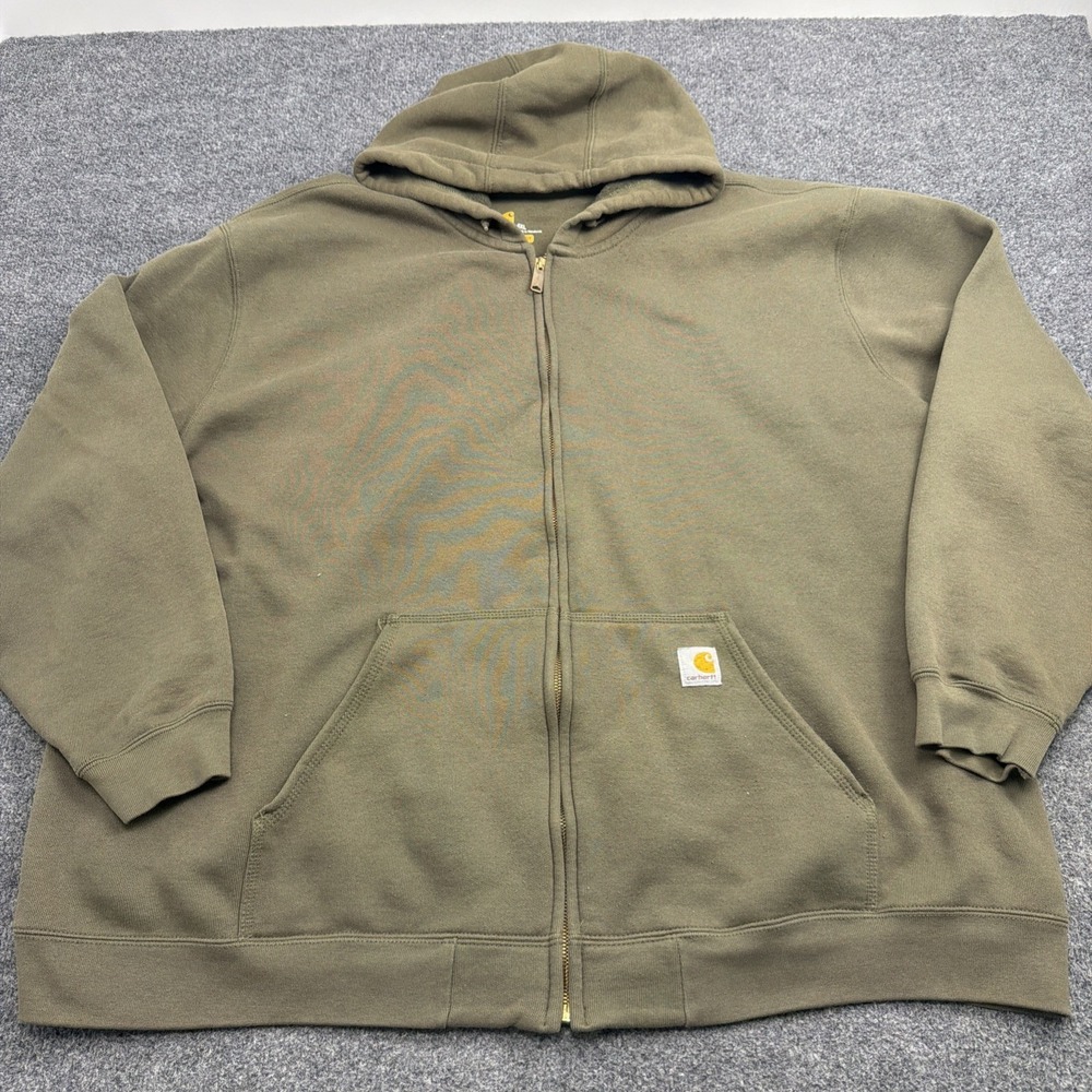 Carhartt Jacket Mens Size 4XL Full Zip Sweatshirt Hoodie Green Workwear K122-316
